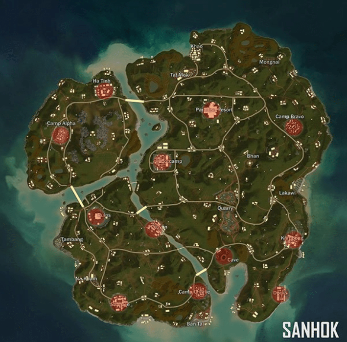 Sanhok Key Locations